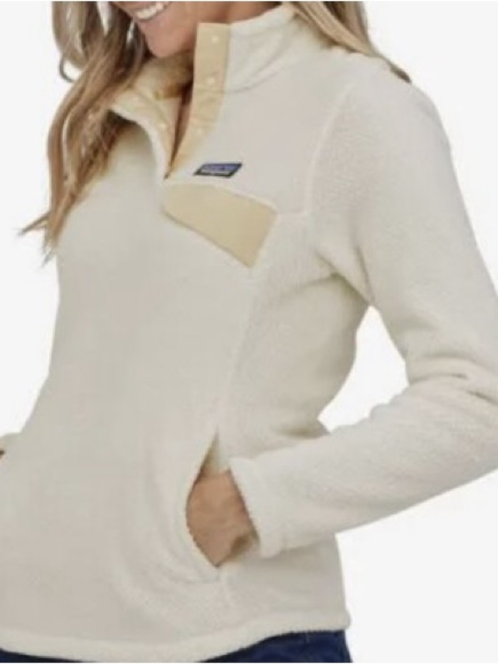 PATAGONIA Re-Tool T-Snap Pullover Fleece Jacket Off-White/“Raw Linen” size S